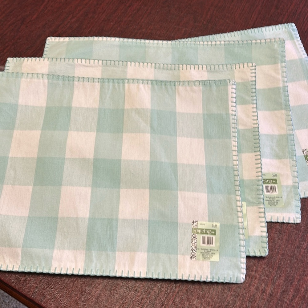 The Spring Shop Mint Buffalo Check 4 pc. Cotton Placemats 14 x 19“